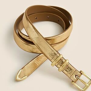 J. Crew ce502 Crackled metallic leather belt with gold hardware size xs